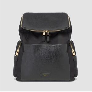 Storksak leather Black Baby Bag backpack with Gold Zipper